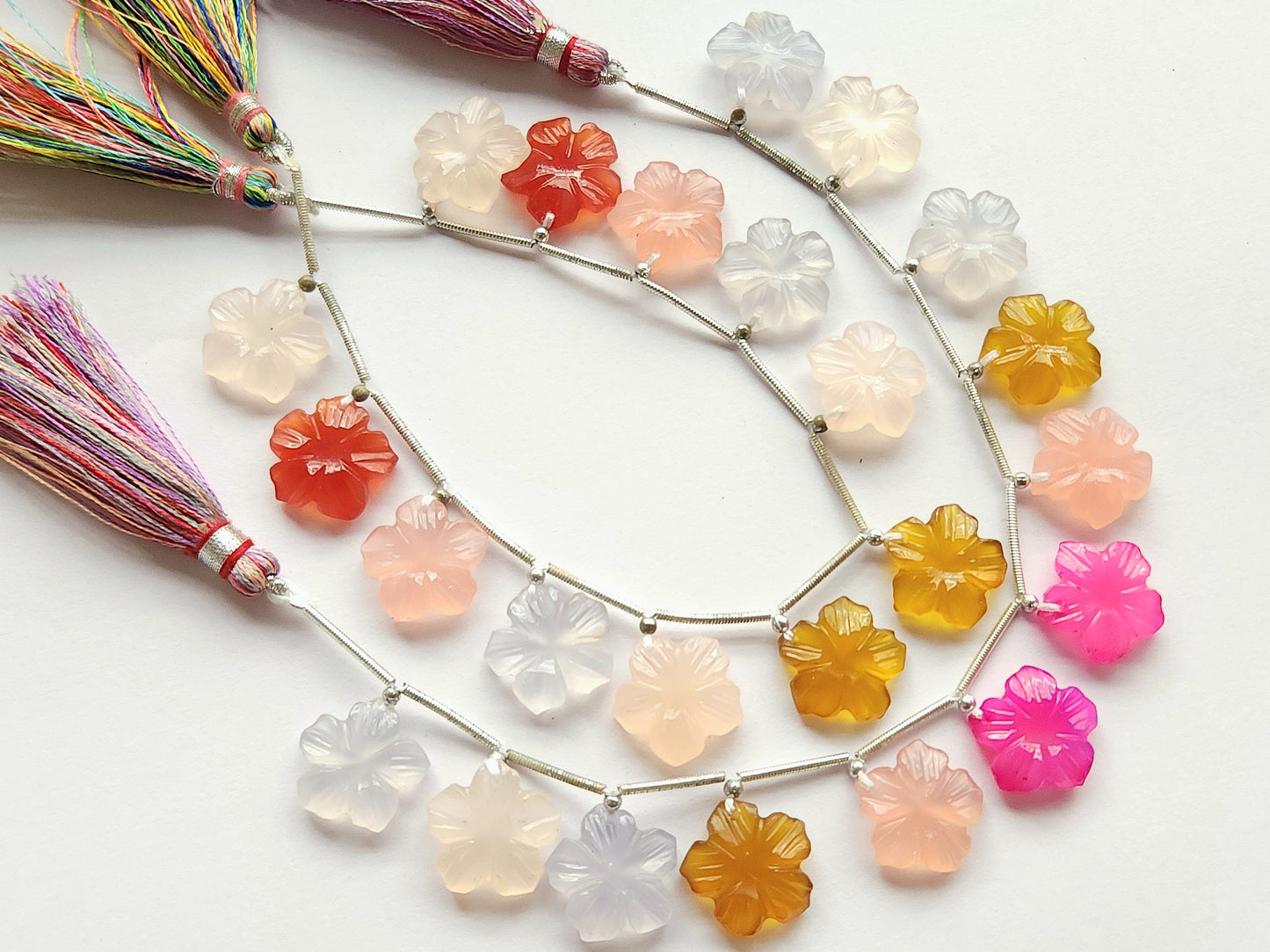 Mix Onyx Flower Carving Beads – 15x15 MM