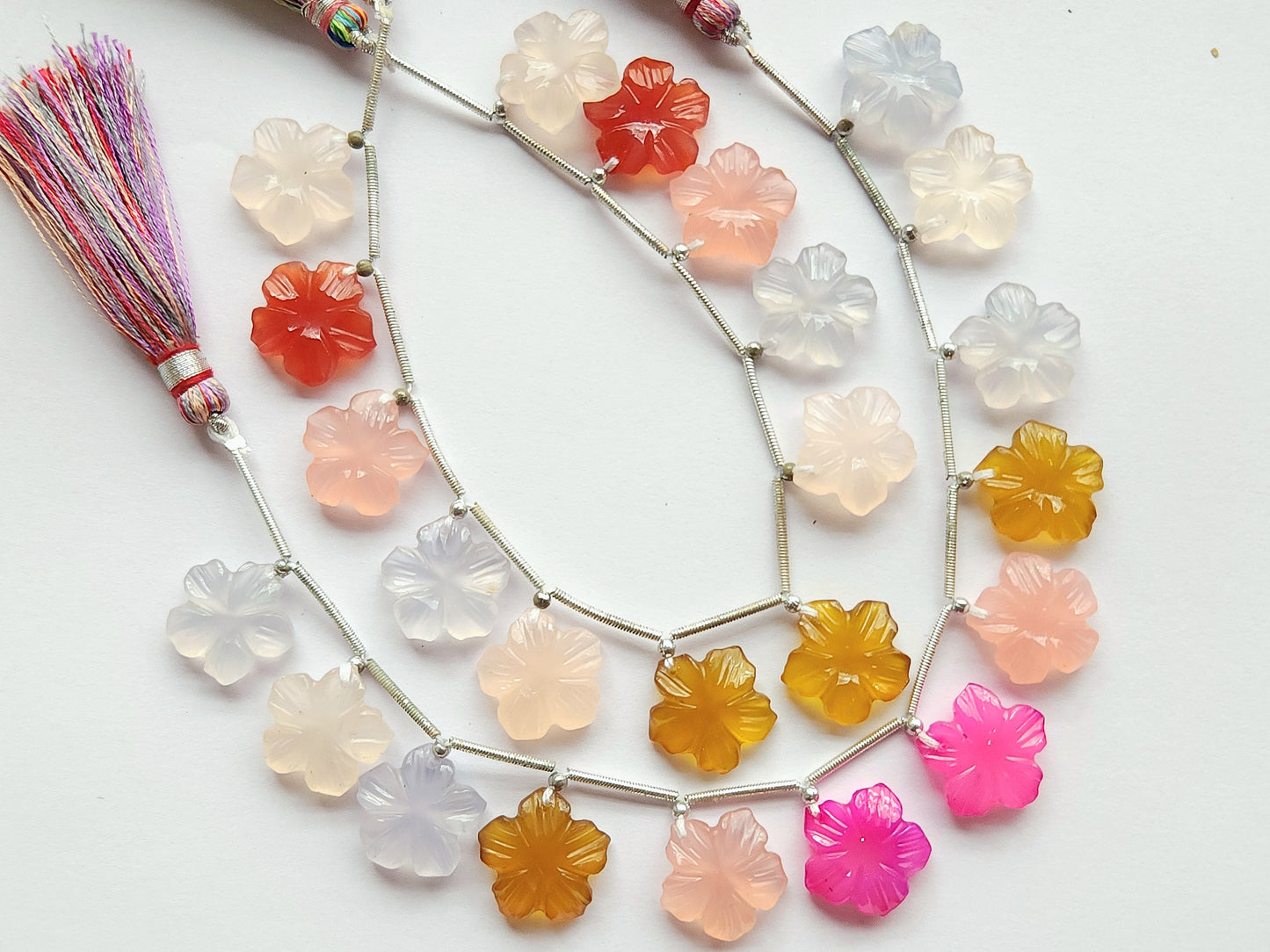Mix Onyx Flower Carving Beads – 15x15 MM