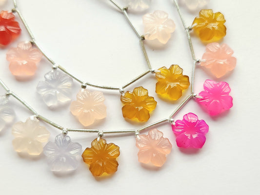 Mix Onyx Flower Carving Beads – 15x15 MM