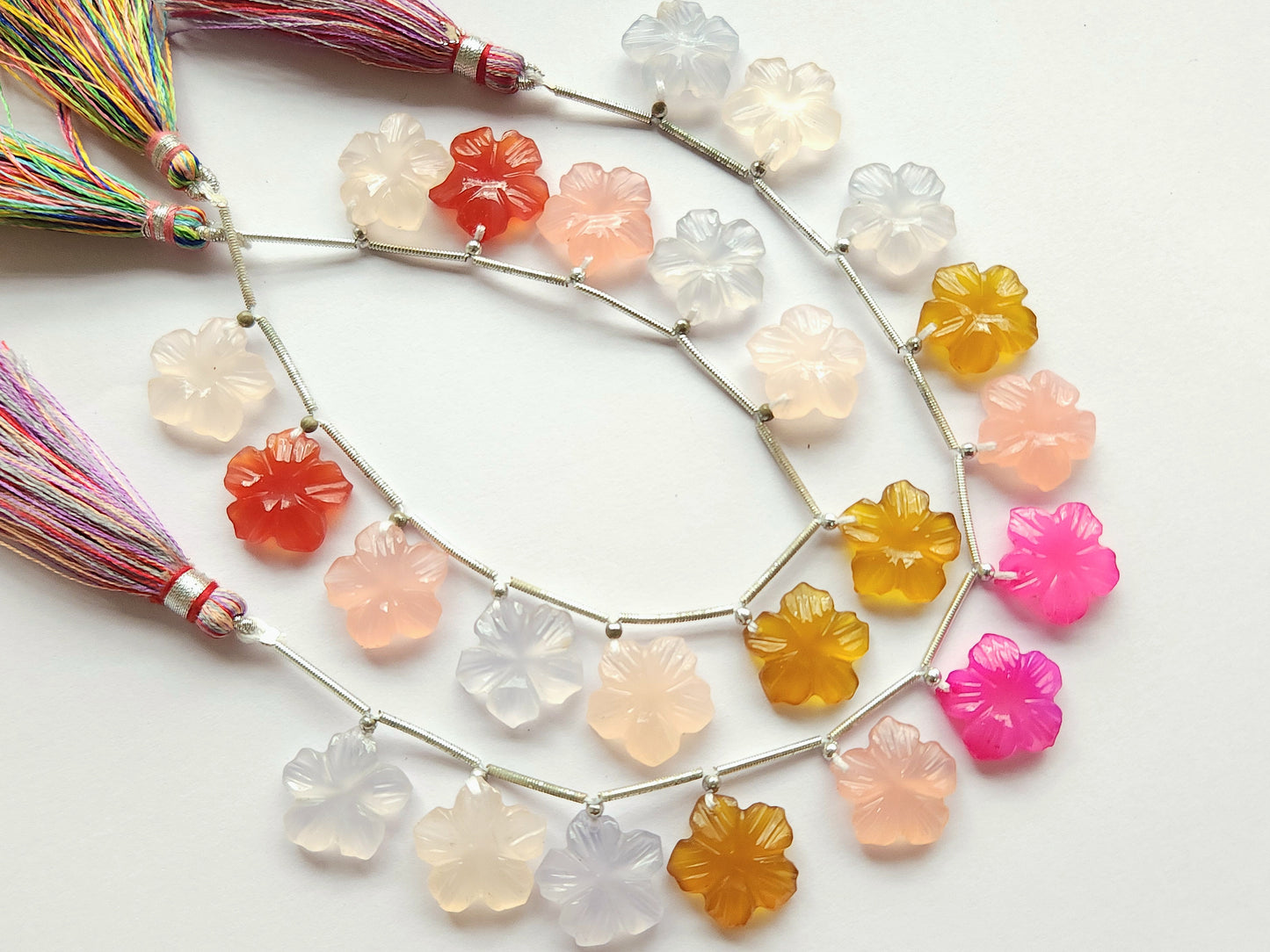 Mix Onyx Flower Carving Beads – 15x15 MM