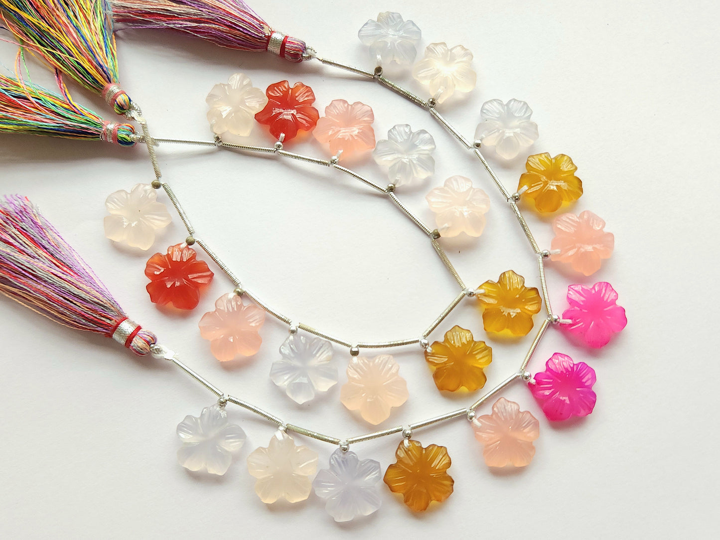 Mix Onyx Flower Carving Beads – 15x15 MM