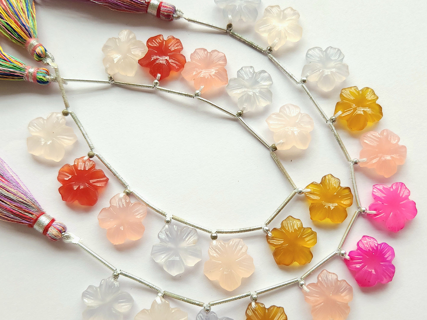 Mix Onyx Flower Carving Beads – 15x15 MM