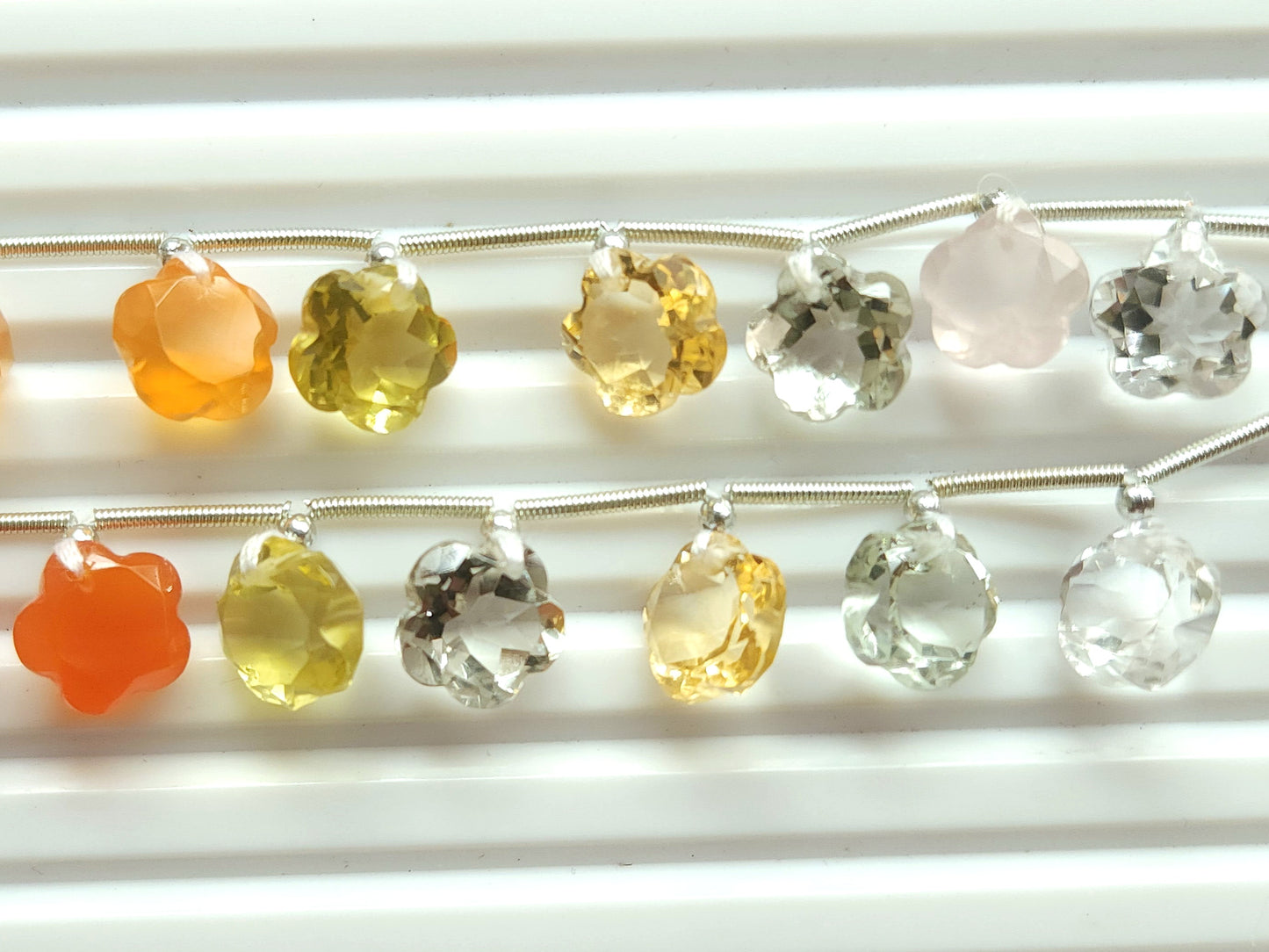 Mix Natural Flower Shape Cut-Stone Gemstone Beads | 10x10 MM