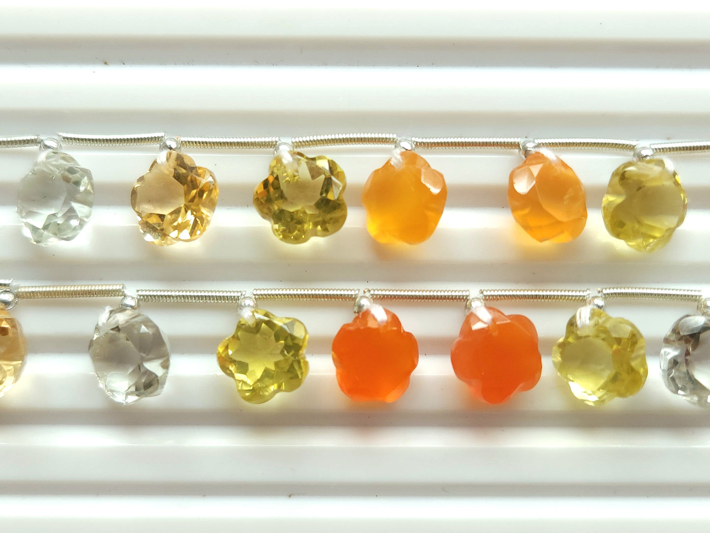 Mix Natural Flower Shape Cut-Stone Gemstone Beads | 10x10 MM