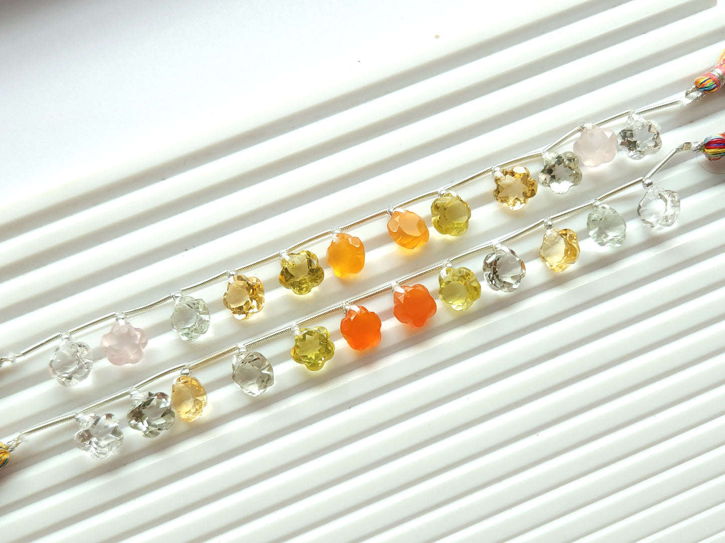 Mix Natural Flower Shape Cut-Stone Gemstone Beads | 10x10 MM