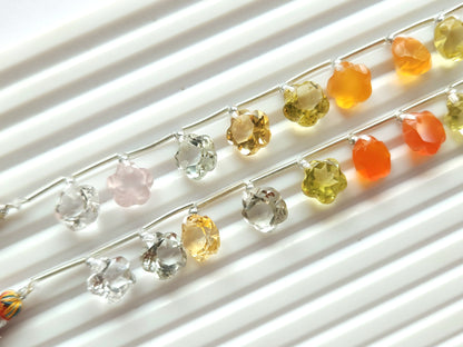 Mix Natural Flower Shape Cut-Stone Gemstone Beads | 10x10 MM