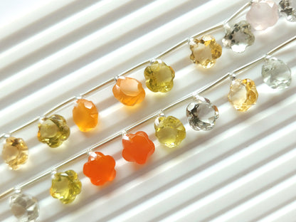 Mix Natural Flower Shape Cut-Stone Gemstone Beads | 10x10 MM