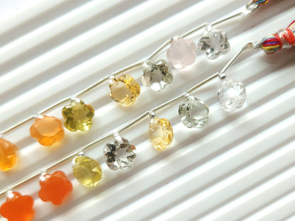Mix Natural Flower Shape Cut-Stone Gemstone Beads | 10x10 MM