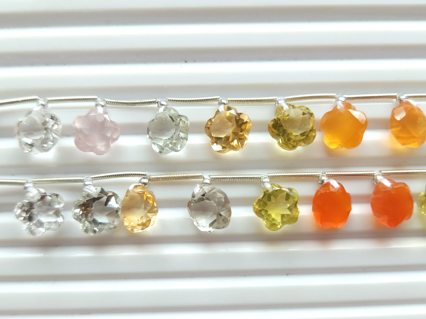 Mix Natural Flower Shape Cut-Stone Gemstone Beads | 10x10 MM