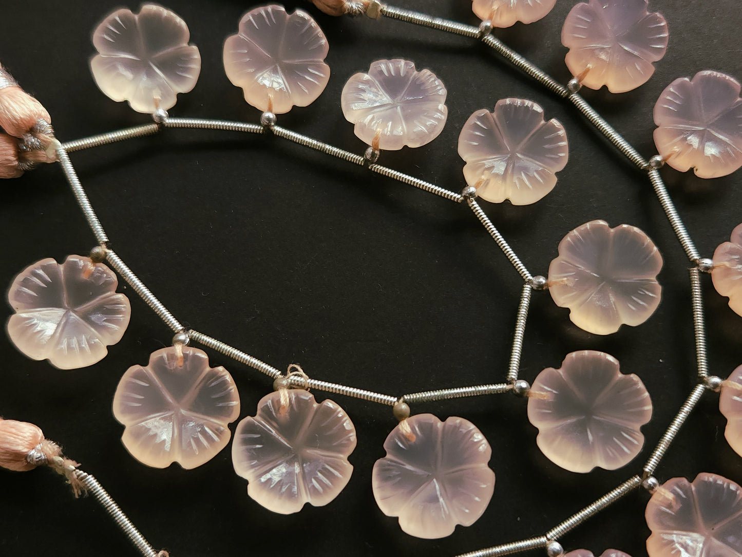 Peach Onyx Carved Flower Beads 15x15 MM