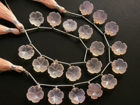Peach Onyx Carved Flower Beads 15x15 MM