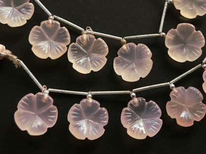 Peach Onyx Carved Flower Beads 15x15 MM