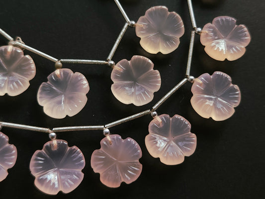 Peach Onyx Carved Flower Beads 15x15 MM