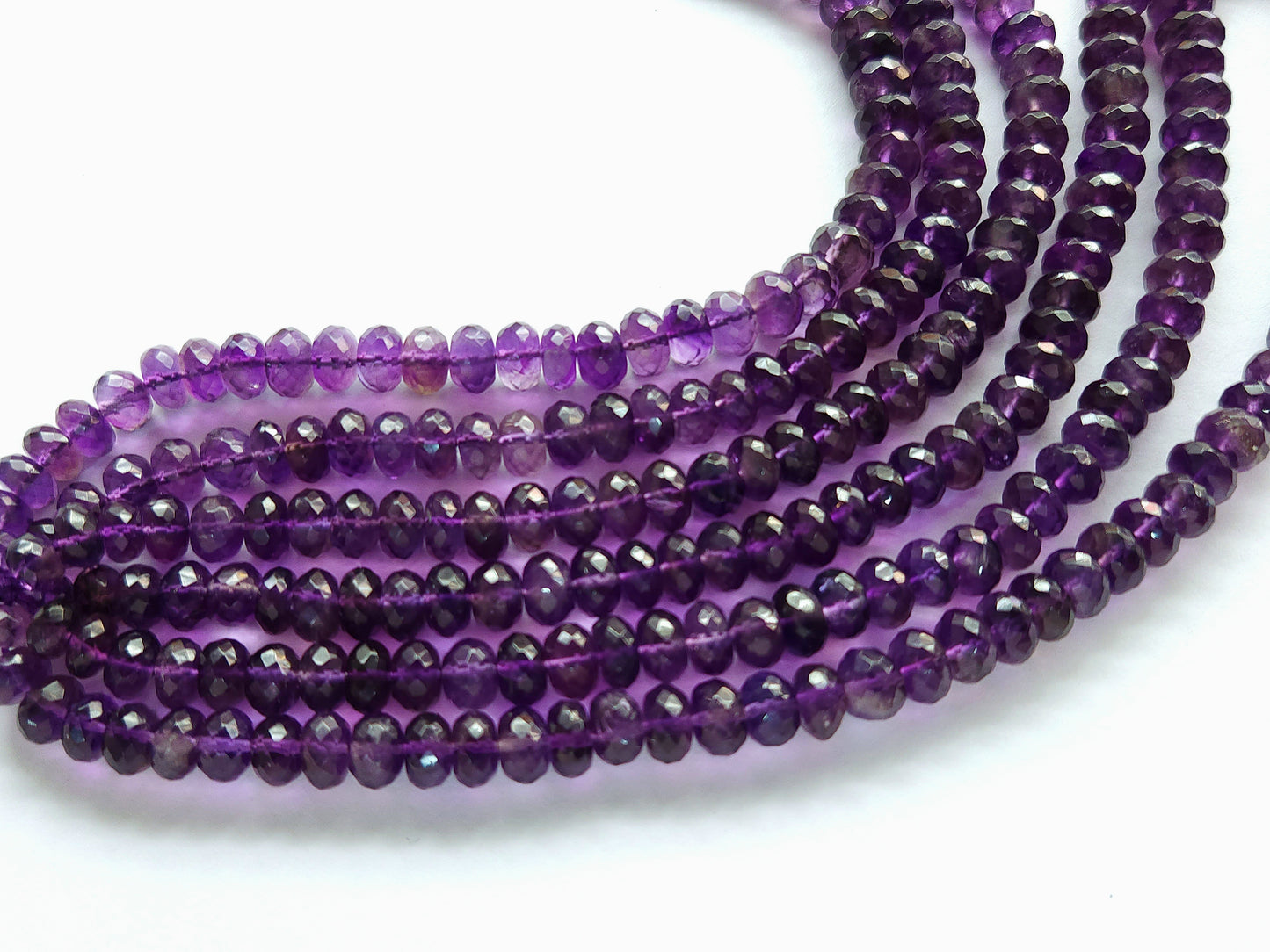 Natural Purple Amethyst Faceted Rondelle Beads