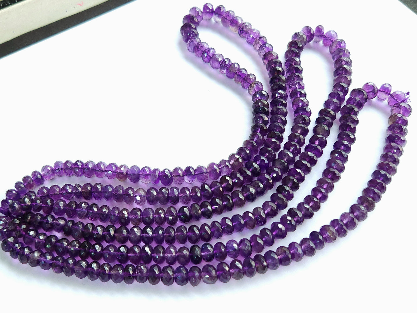 Natural Purple Amethyst Faceted Rondelle Beads