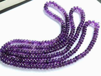 Natural Purple Amethyst Faceted Rondelle Beads