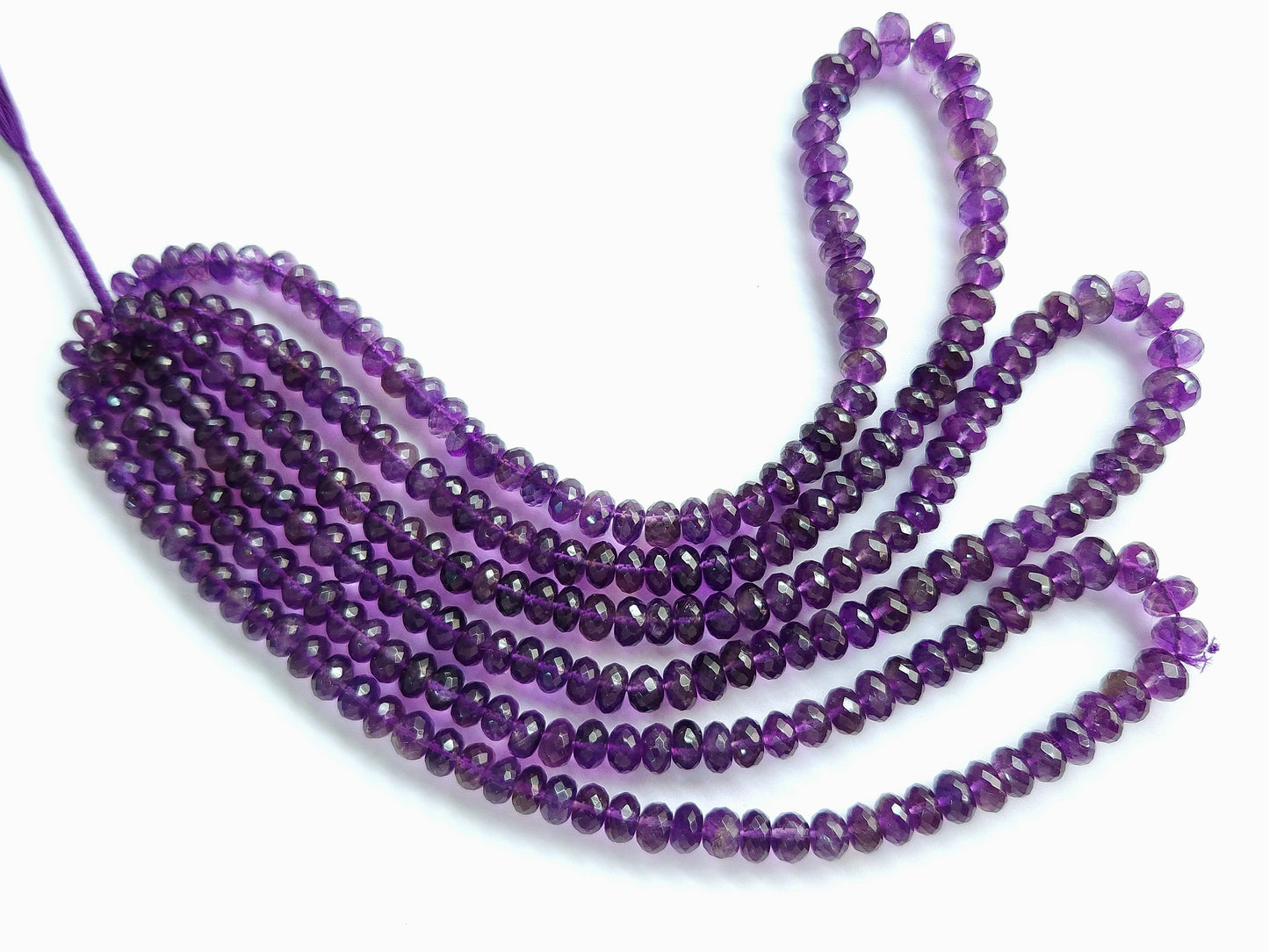 Natural Purple Amethyst Faceted Rondelle Beads