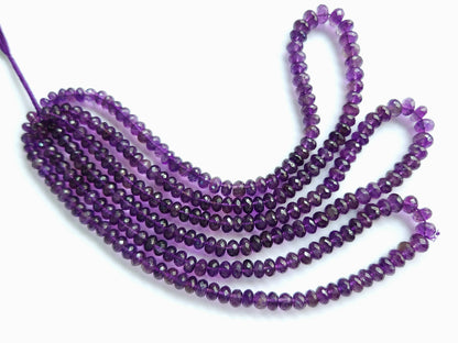 Natural Purple Amethyst Faceted Rondelle Beads