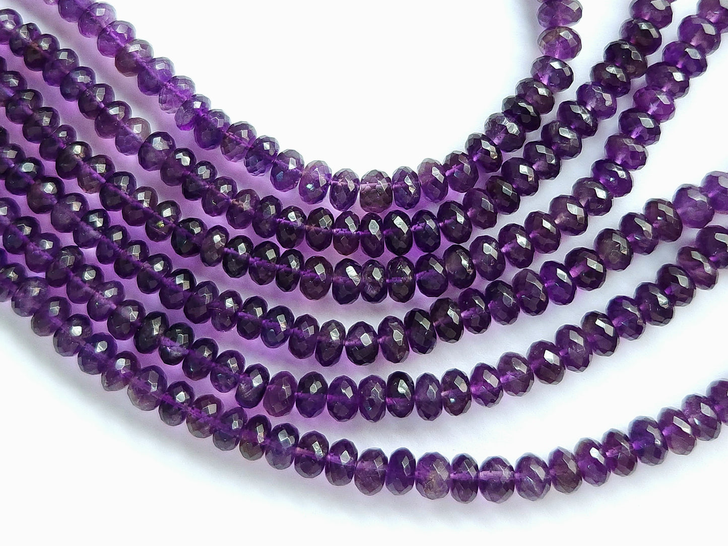 Natural Purple Amethyst Faceted Rondelle Beads