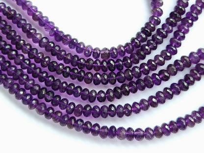 Natural Purple Amethyst Faceted Rondelle Beads
