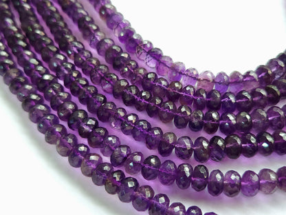 Natural Purple Amethyst Faceted Rondelle Beads