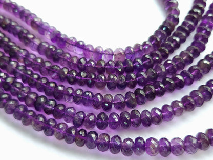 Natural Purple Amethyst Faceted Rondelle Beads