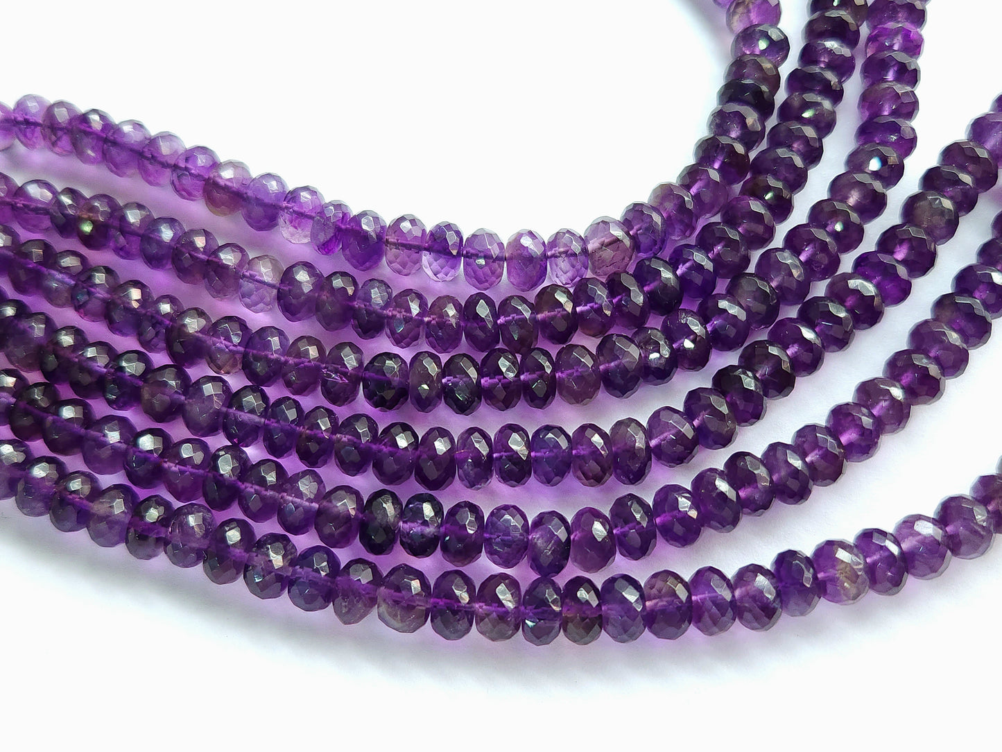 Natural Purple Amethyst Faceted Rondelle Beads