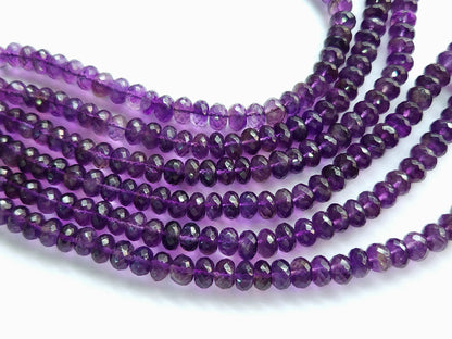 Natural Purple Amethyst Faceted Rondelle Beads