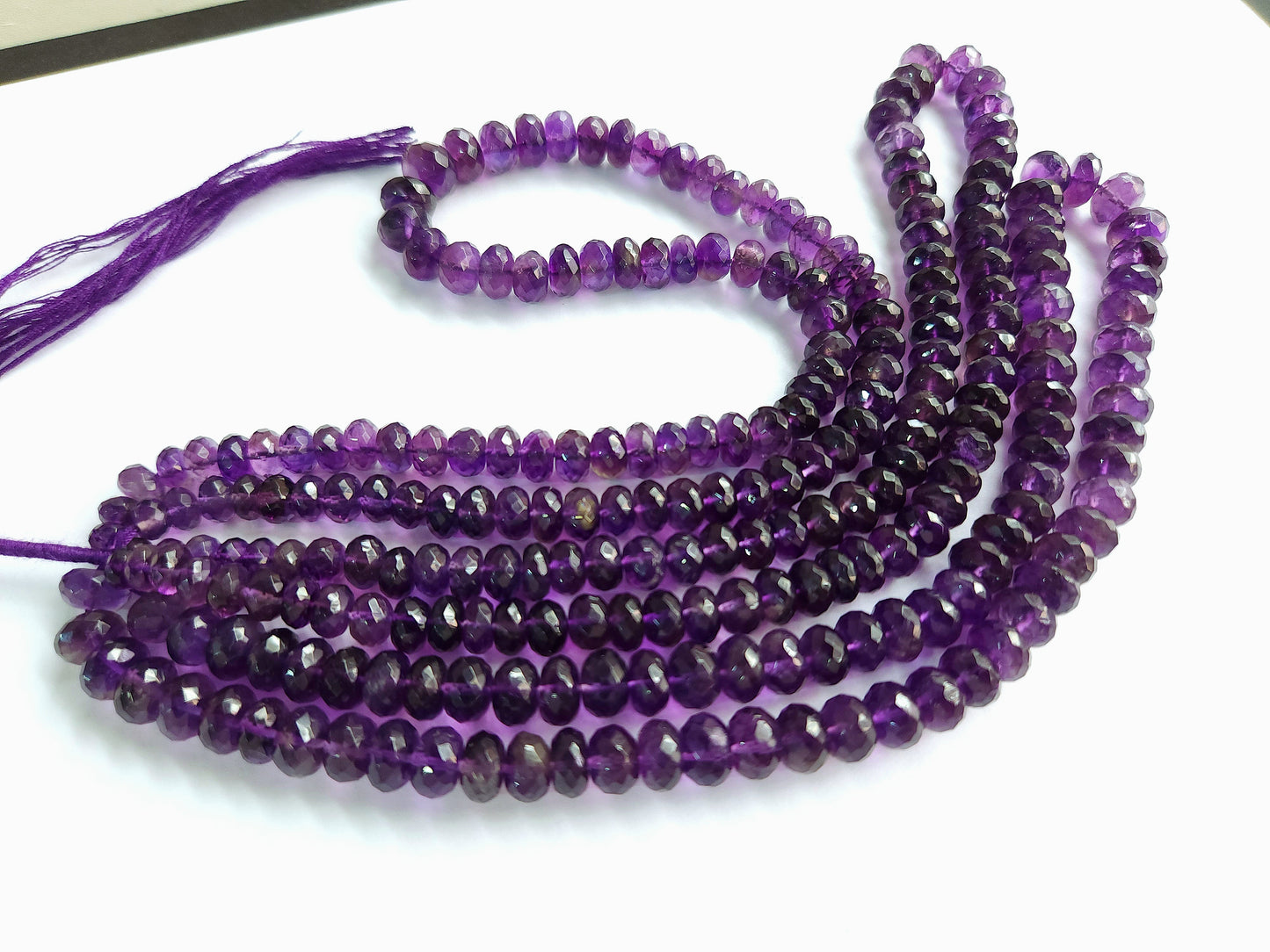 Natural Purple Amethyst Faceted Rondelle Beads