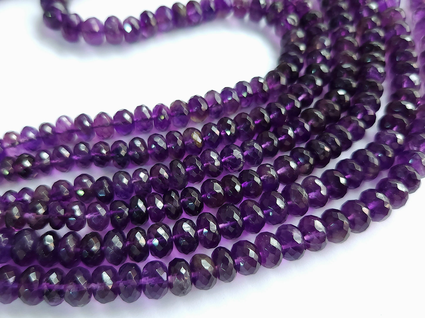 Natural Purple Amethyst Faceted Rondelle Beads