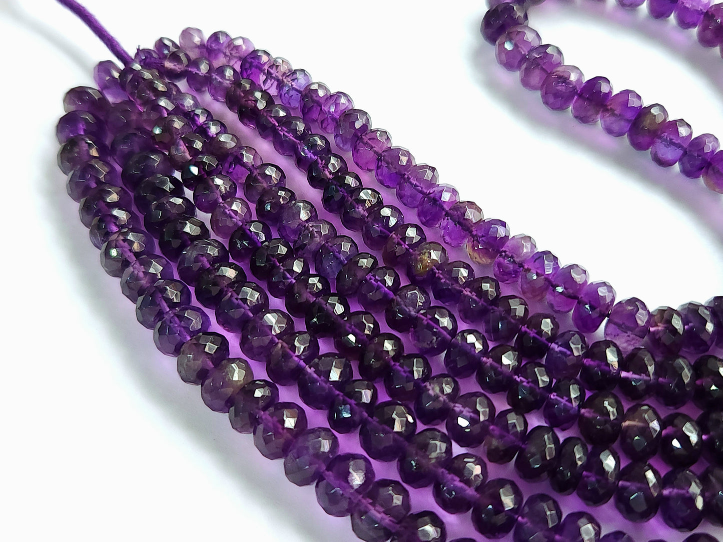 Natural Purple Amethyst Faceted Rondelle Beads