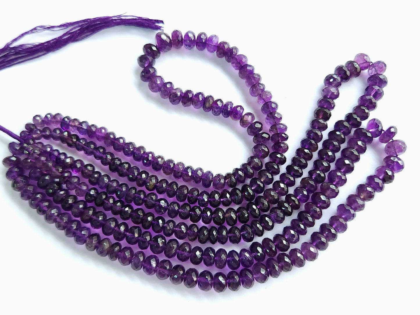 Natural Purple Amethyst Faceted Rondelle Beads
