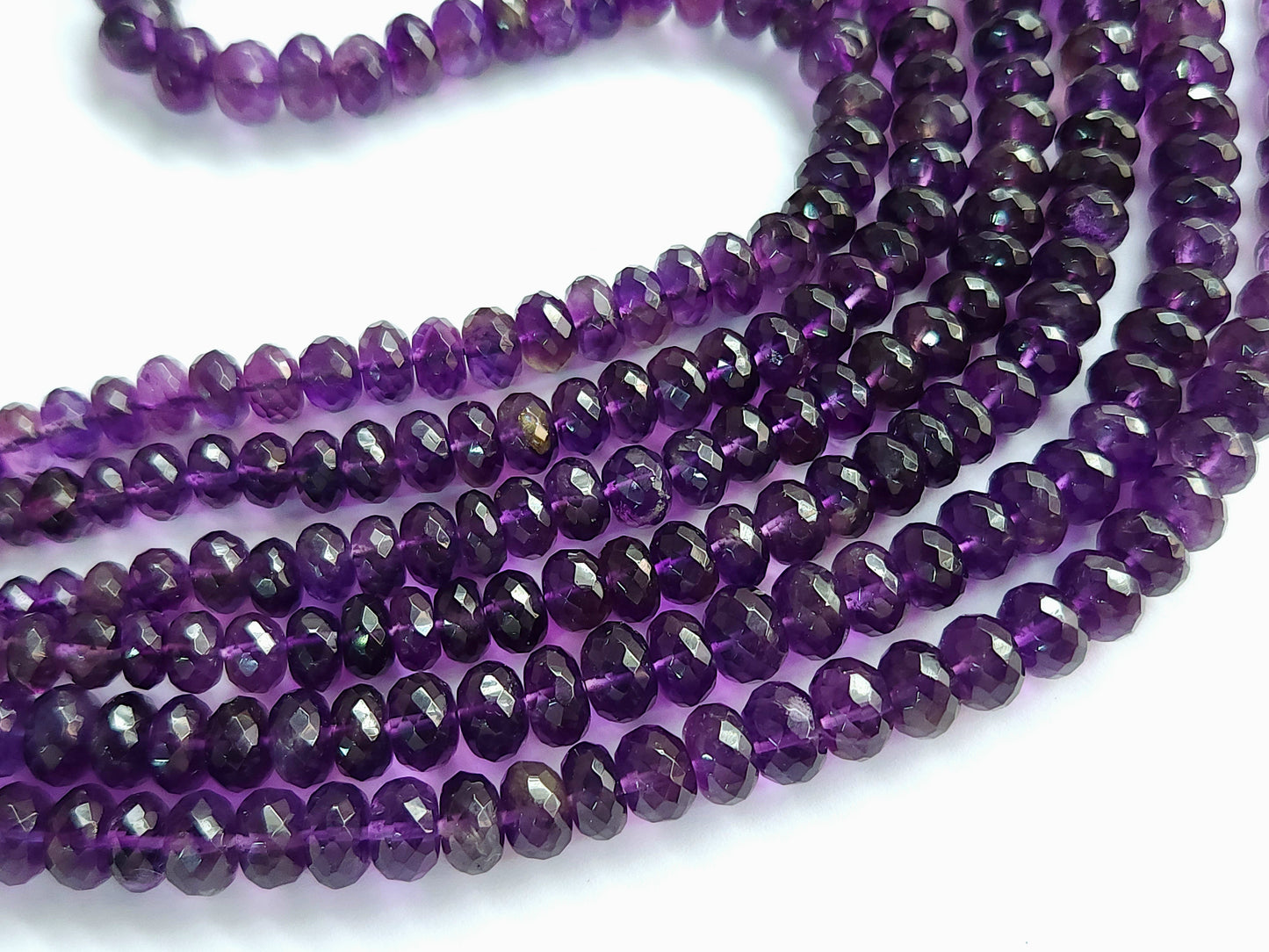 Natural Purple Amethyst Faceted Rondelle Beads