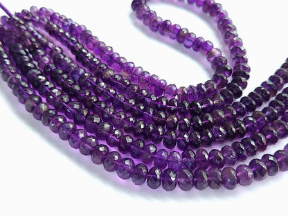 Natural Purple Amethyst Faceted Rondelle Beads