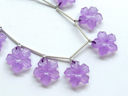 Lavender Quartzite Flower Carved Beads
