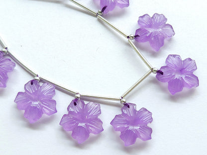 Lavender Quartzite Flower Carved Beads