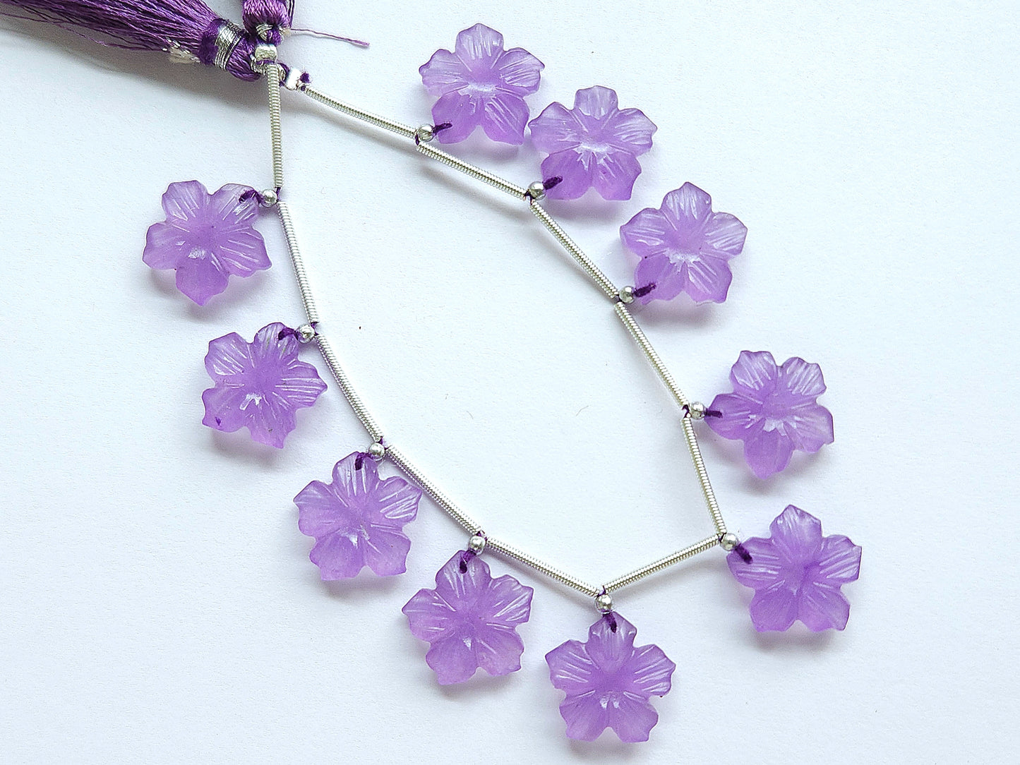 Lavender Quartzite Flower Carved Beads