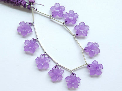 Lavender Quartzite Flower Carved Beads