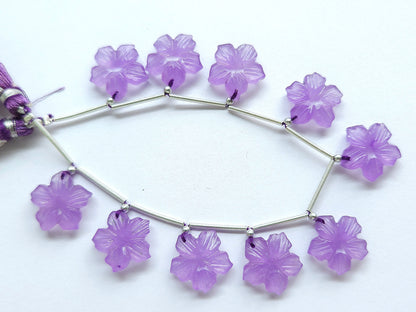 Lavender Quartzite Flower Carved Beads