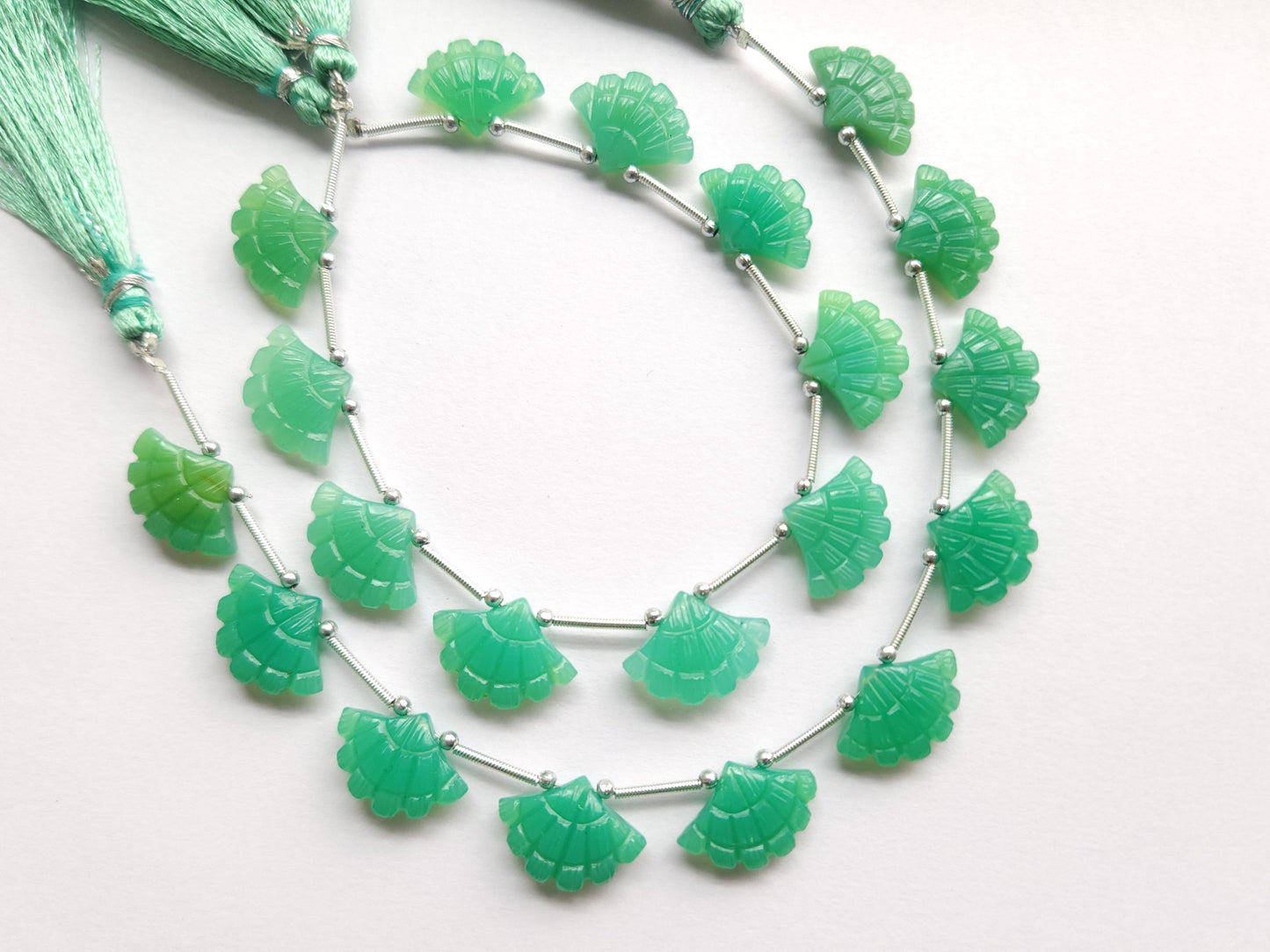 Light Green Quartzite Fancy Carved Beads