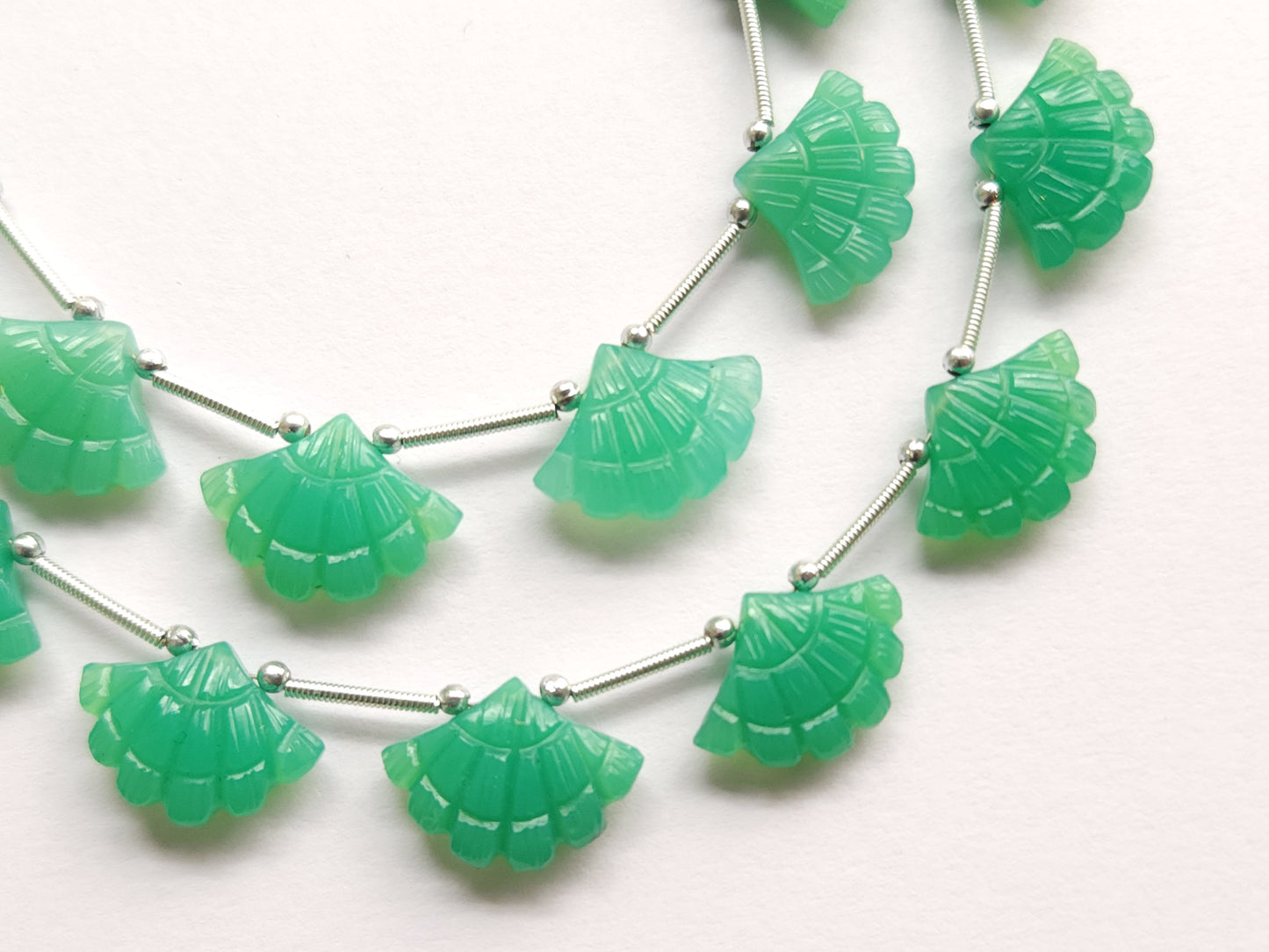 Light Green Quartzite Fancy Carved Beads