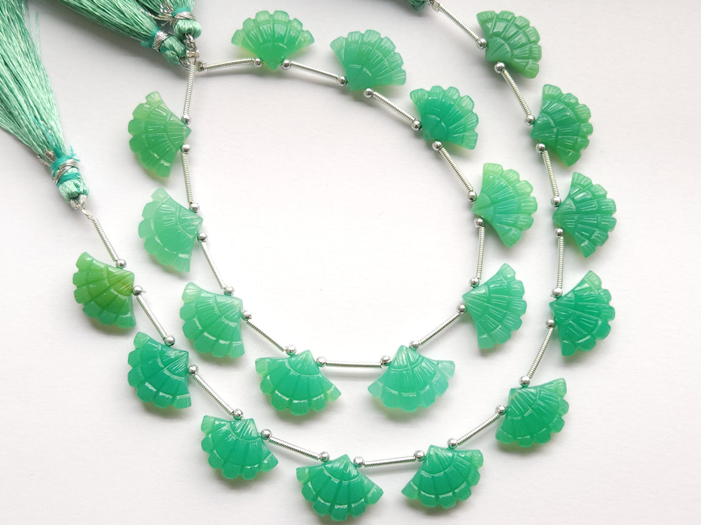 Light Green Quartzite Fancy Carved Beads