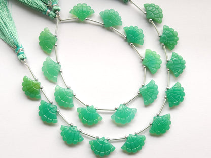 Light Green Quartzite Fancy Carved Beads