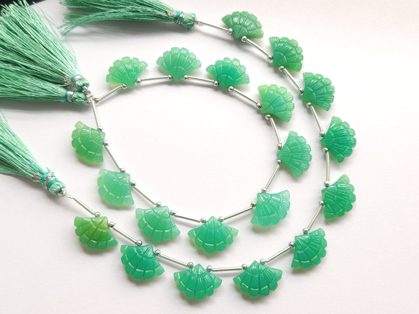 Light Green Quartzite Fancy Carved Beads