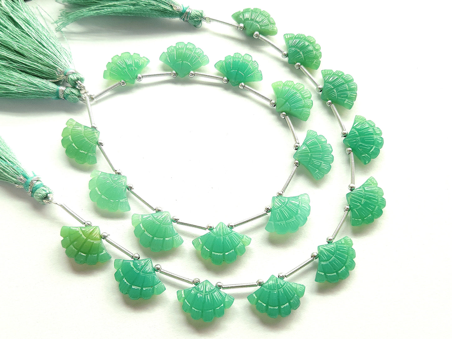 Light Green Quartzite Fancy Carved Beads