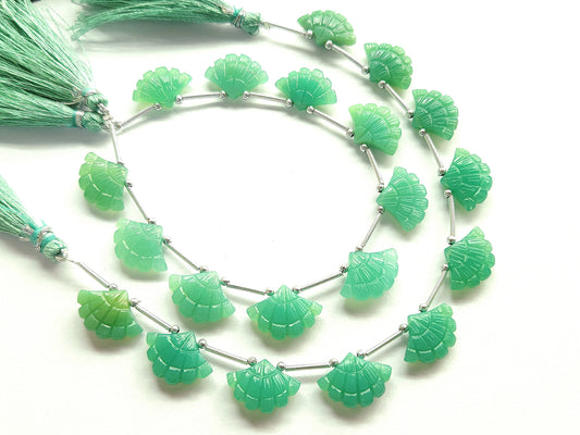 Light Green Quartzite Fancy Carved Beads