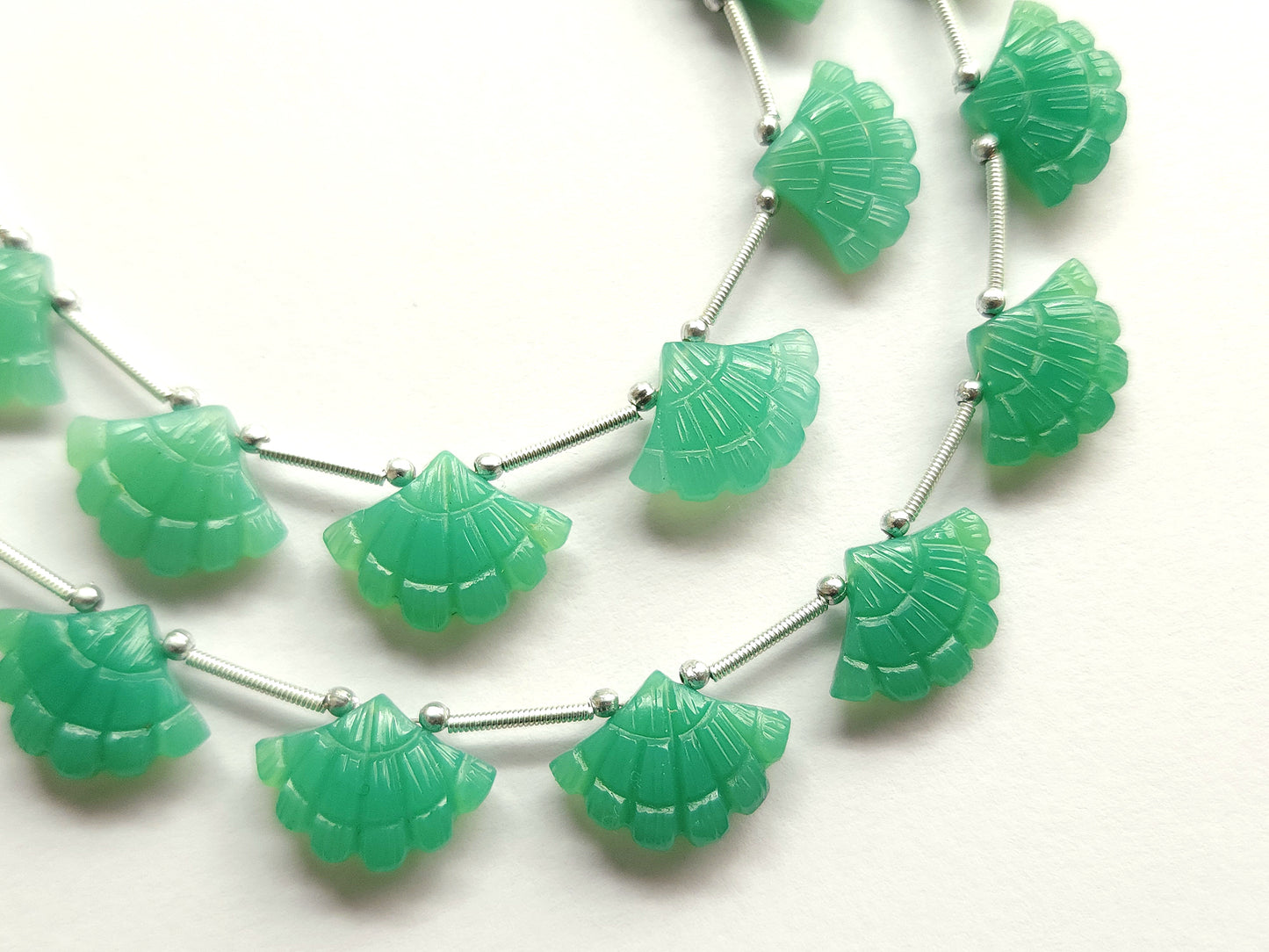 Light Green Quartzite Fancy Carved Beads
