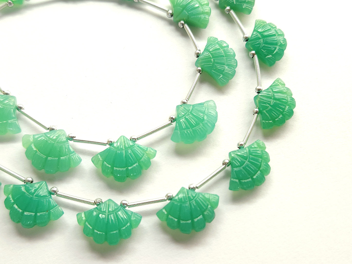 Light Green Quartzite Fancy Carved Beads