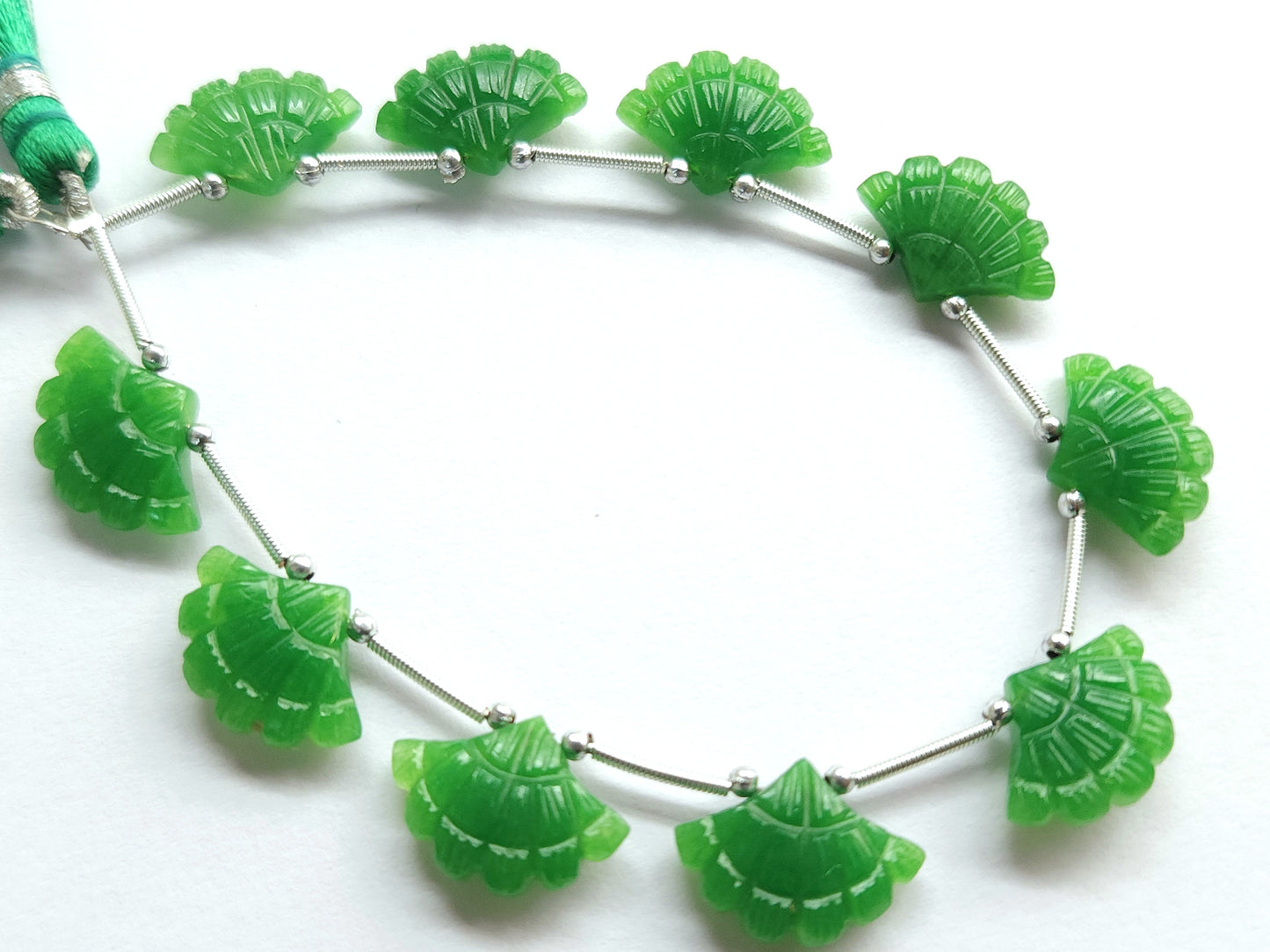 Green Quartzite Fancy Carved Beads