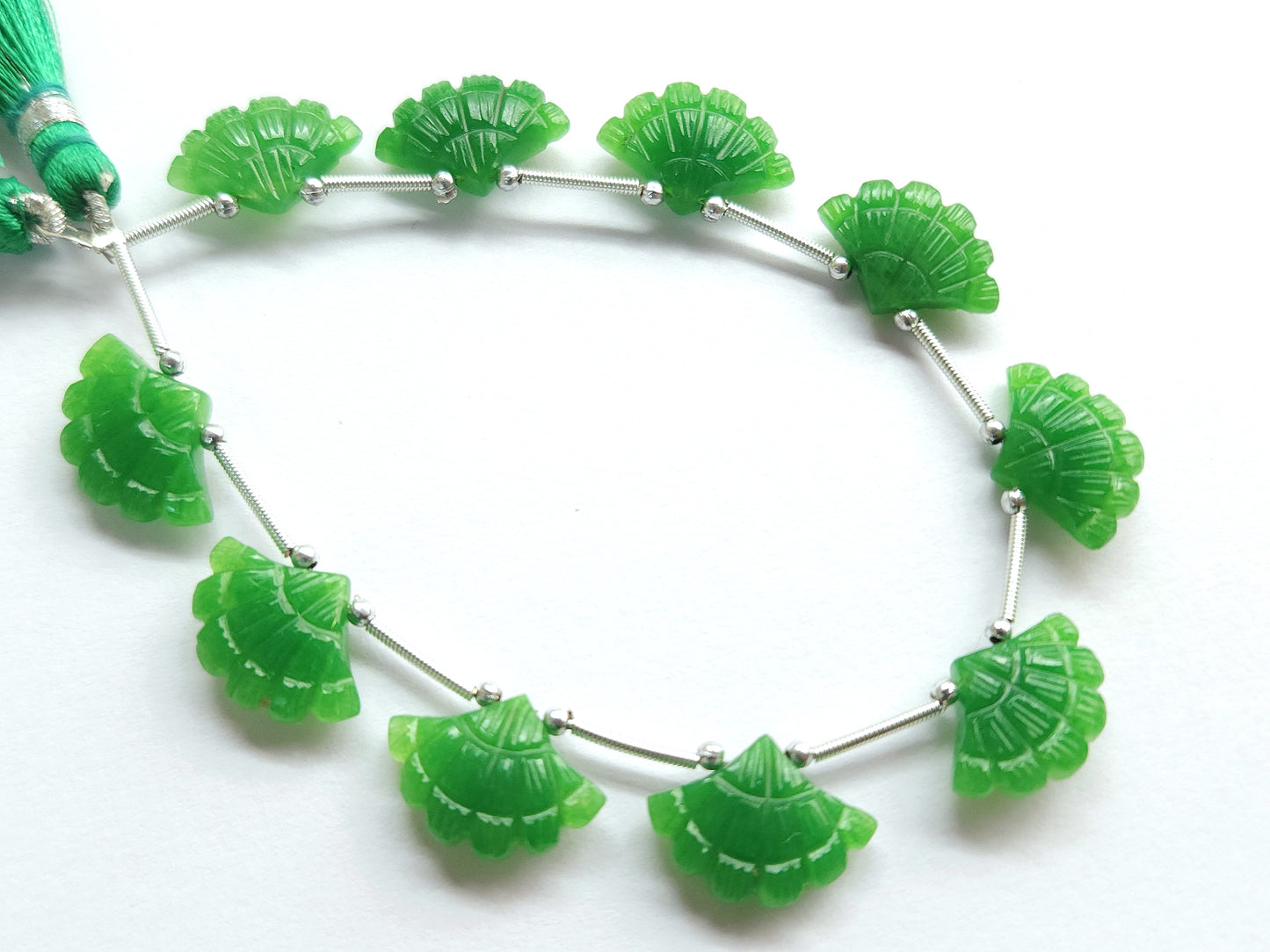 Green Quartzite Fancy Carved Beads